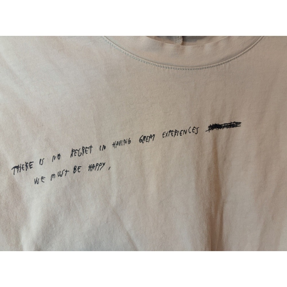 Zara Oversized Graphic Quote T-Shirt Womens Large Beige Minimalist Cotton Tee - Picture 2 of 6